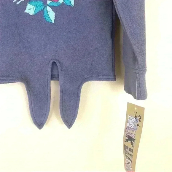 NWT MukLuk Gray Floral Tie Front Waist Fleece Sweatshirt Size M - Picture 3 of 10